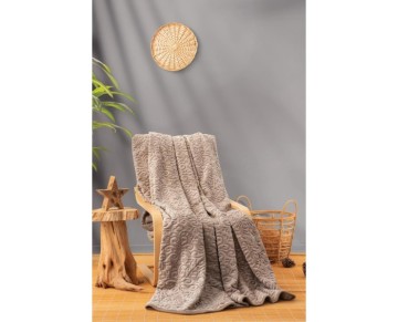 Cotton Box Emboss Çift Kişilik Battaniye Bej