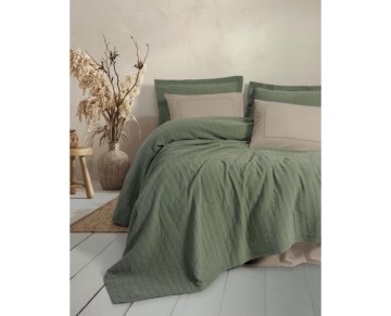 Cotton Box  Çift Kişilik Yatak Örtülü Pike Takımı Natura Vilo Yeşil