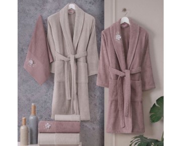 Hobby Line - Pamuklu Bornoz Seti - Gül K. Bej