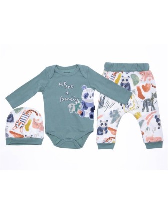 3/6 AY 18390 Erkek Sevimli Hayvanlar 3-9 Ay 3P Badili Takım