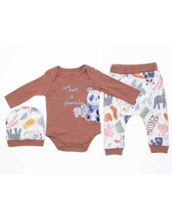 3/6 AY 18390 Erkek Sevimli Hayvanlar 3-9 Ay 3P Badili Takım