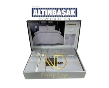 Altınbaşak Jakarlı Saten Çift Kişilik Nevresim Takımı Dıamond Coin