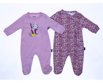3/6 AY 18576-Kız Leopar 2 Beden 2'in 1 Pack Patikli Tulum