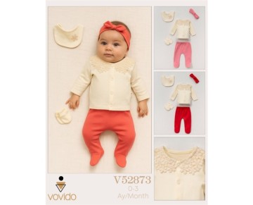 0/3 AY 52873-YAKA VE ÖNLÜK DANTELLİ BEŞLİ SET