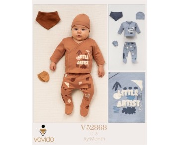 0/3 AY 52868-LITTLE ARTIST SÜZENE NAKIŞLI VE BASKILI BEŞLİ SET