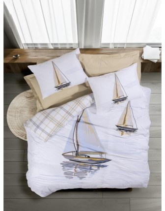 Cotton Box Maritime Nevresim Takımı Çift Kişilik Wind Bej