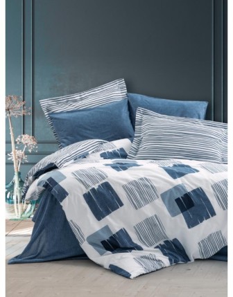 Cotton Box Modern Çift Kişilik Nevresim Takımı Solito İndigo