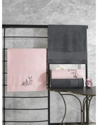 Cotton Box Colorful %100 Pamuk Hamam Havlu Seti Antrasit Pembe