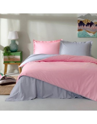 Özdilek Tek Kişilik Ranforce Nevresim Takımı Colormix Pembe Gri
