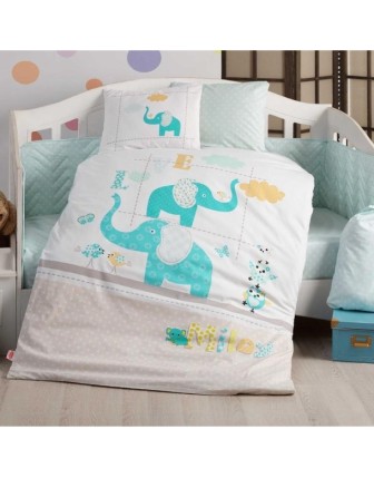 Hobby Pretty Turkuaz Poplin Bebek Nevresim Takımı