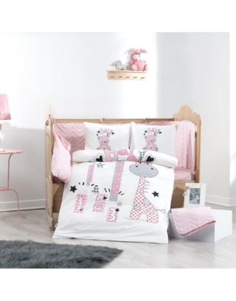 Hobby Buddy Pembe Poplin Bebek Nevresim Takımı