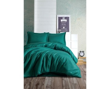 Cotton Box Çift Kişilik Saten Nevresim Takımı Elegante Stripe Petrol