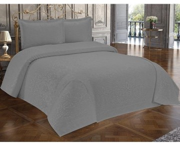 Anna Karina 3 Parça Çift Kişilik Yatak Örtüsü Royal Gri