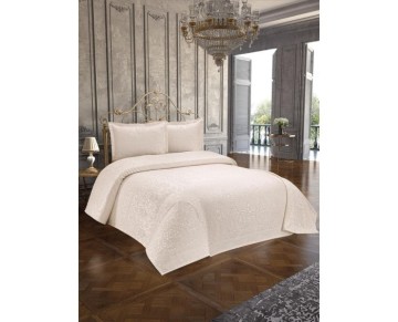 Anna Karina 3 Parça Çift Kişilik Yatak Örtüsü Royal Ekru