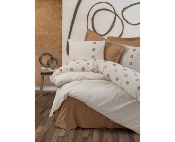 Cotton Box Brode Ranforce Çift Kişilik Nevresim Takımı Nomi Bej