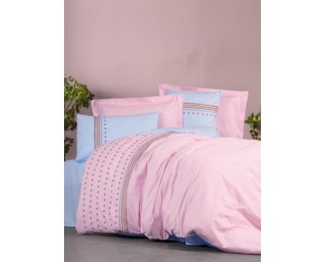 Cotton Box Brode Ranforce Çift Kişilik Nevresim Takımı Tatum Mavi