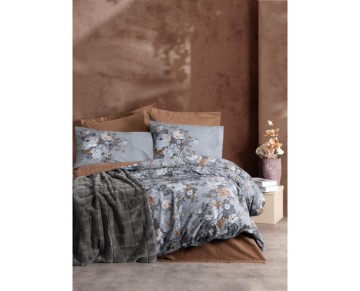 Cotton Box Trim Çift Kişilik Battaniyeli Nevresim Takımı Smooth Antrasit