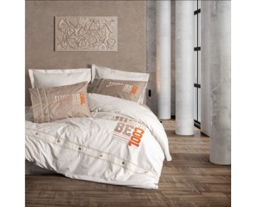 Cotton Box Mood Nakışlı Ranforce Çift Kişilik Nevresim Takımı Cool Kahve 8680108071168