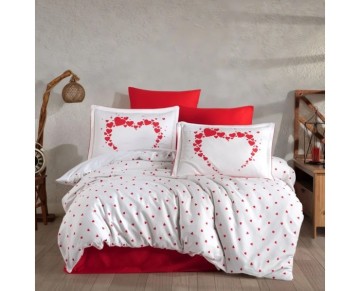 Hobby Çift Kişilik Saten Nevresim Amore Beyaz