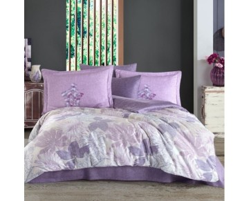 Hobby Çift Kişilik Saten Nevresim Juilet Lila