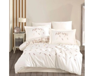 Hobby Çift Kişilik Poplin Premium Nakışlı Nevresim Lidia Krem
