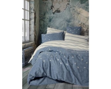 Cotton Box Klein Nakışlı Çift Kişilik Nevresim Takımı Ceria Lacivert