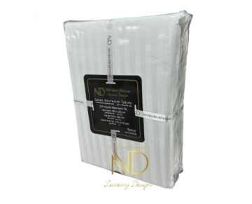 Nevresim Dünyası Çift Kişilik Çizgili Saten Nevresim Takımı Beyaz