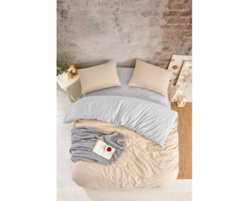 Nevresim Dünyası Düz Renk Tek Kişilik Nevresim Takımı Bej