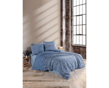 Nevresim Dünyası Ranforce Çift Kişilik Nevresim Takımı Narin Lacivert