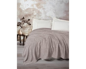 Cotton Box Embrova Şönil Çift Kişilik Yatak Örtüsü/Pike Takımı Loom Bej