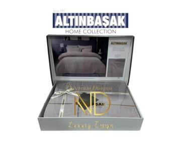 Altınbaşak Jakarlı Saten Çift Kişilik Nevresim Takımı Adelya Marble