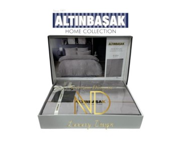 Altınbaşak Jakarlı Saten Çift Kişilik Nevresim Takımı Minna Marble