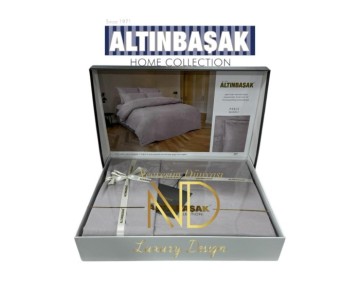 Altınbaşak Jakarlı Saten Çift Kişilik Nevresim Takımı Perle Marble