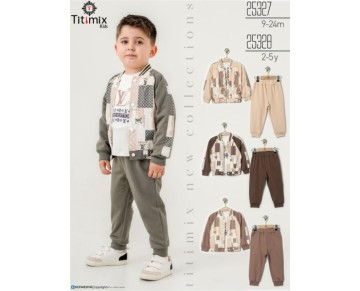 2/5 YAŞ-25328-25328 2/5YAŞ LOUIS VUITTON REGLAN DİJİTAL ÜÇLÜ TAKIM