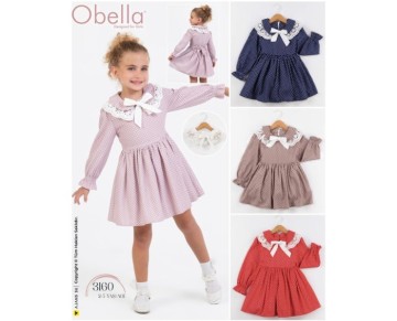 2/5 YAŞ 3160-BRODE YAKALI ŞÖNİL PUANLI ELBİSE