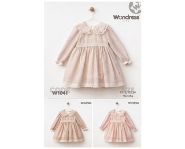 9/24 AY 1041-PAPATYA BASKILI ELBİSE