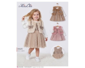 9/24 AY 2637-PELUŞ YELEK-BADİ-TÜLLÜ LEOPAR ELBİSE