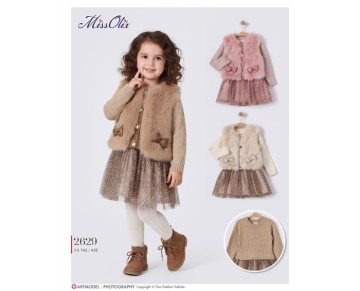 3/6 YAŞ-2629-TİKO TÜLLÜ ELBİSE-PELUŞ YELEK