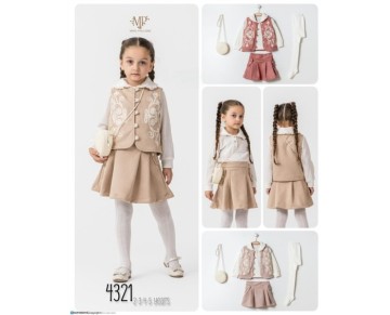 2/5YAŞ 4321-SÜET YELEKLİ ÜÇLÜ TAKIM