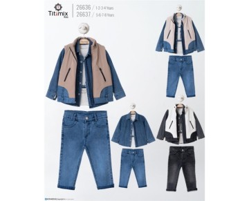 5/8 YAŞ-26637-26637 5/8YAŞ KOT GARNİLİ DÖRTLÜ TAKIM