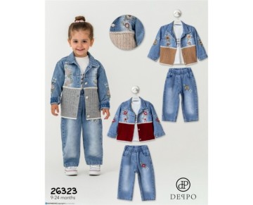 9/24 ay 26323-26323 9/24AYLIK ÇİÇEK NAKIŞLI ÜÇLÜ TAKIM