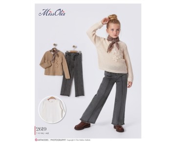 7/10 YAŞ-2619-triko kazak-badi-kot pantalon