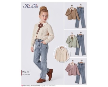 7/10 YAŞ-2626-sueter hırka triko-yakalı tunik-kot pantalon