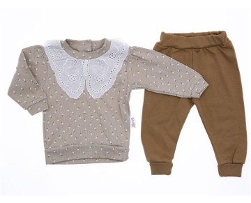 9/24 AY 2232 FİTİLLİ TİREKOTON YAKALI BASKILI KIZ TAKIM