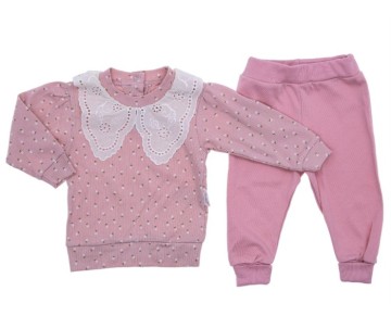 9/24 AY 2232 FİTİLLİ TİREKOTON YAKALI BASKILI KIZ TAKIM