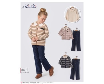 7/10 YAŞ-2646-müslin tunik-triko hırka-kot pantalon