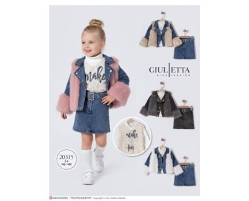 2/5 YAŞ-20315-PELUŞLU KOT ETEKLİ CEKETLİ DÖRTLÜ KIZ TAKIM