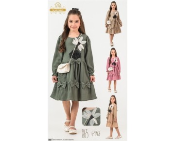 6/9 yaş 865-ÇİÇEK MOTİFLİ ELBİSE