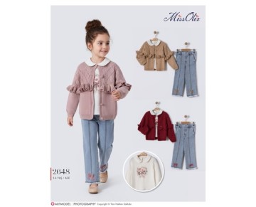 3/6 YAŞ-2657-müslin tunik-triko kazak-kot pantalon