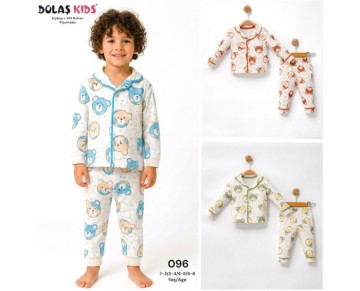 3/6 YAŞ-096-RENKLİ AYICIK BASKILI 3-6 YAŞ PİJAMA TAKIM